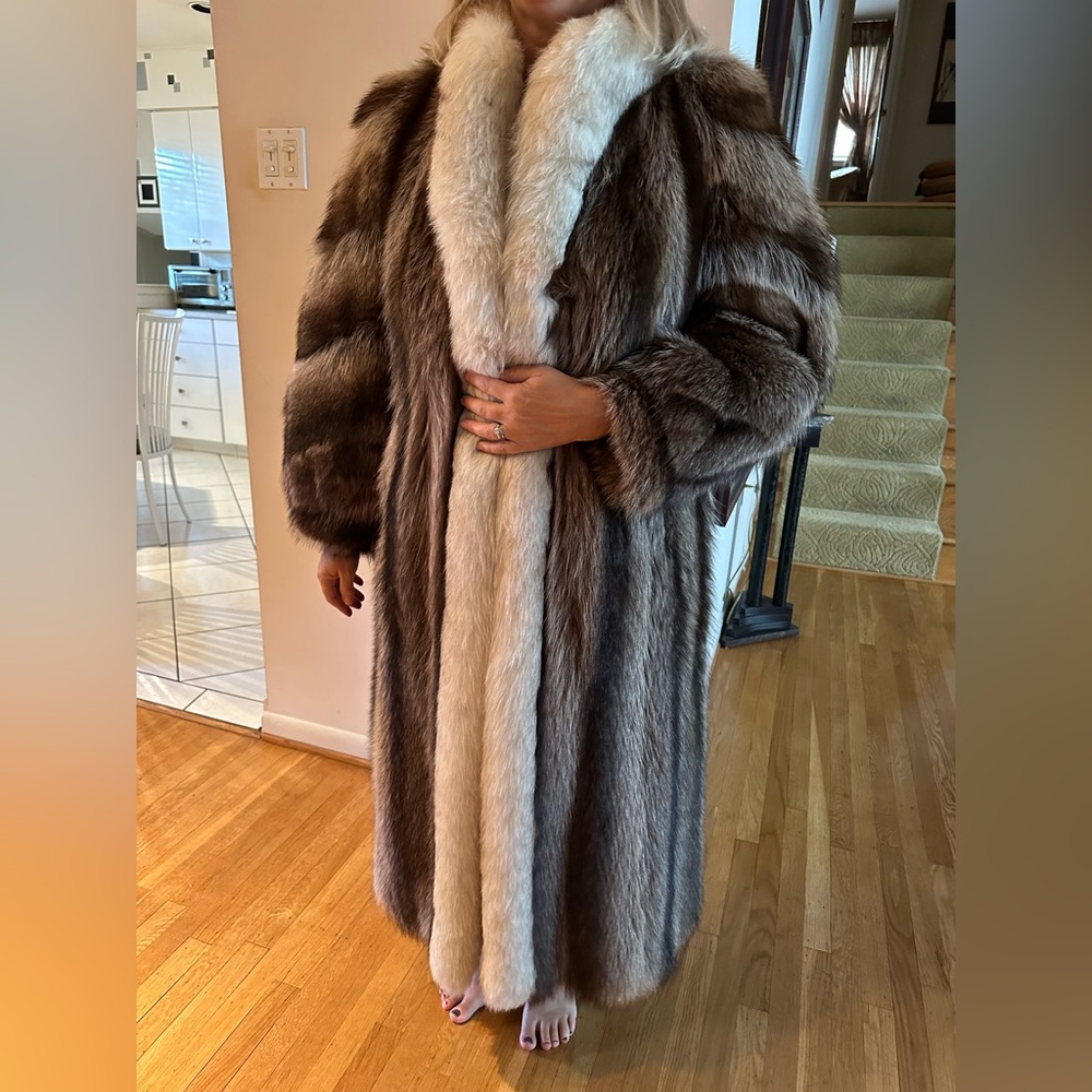 Custom Tailored Raccoon and Ermine Fur Coat